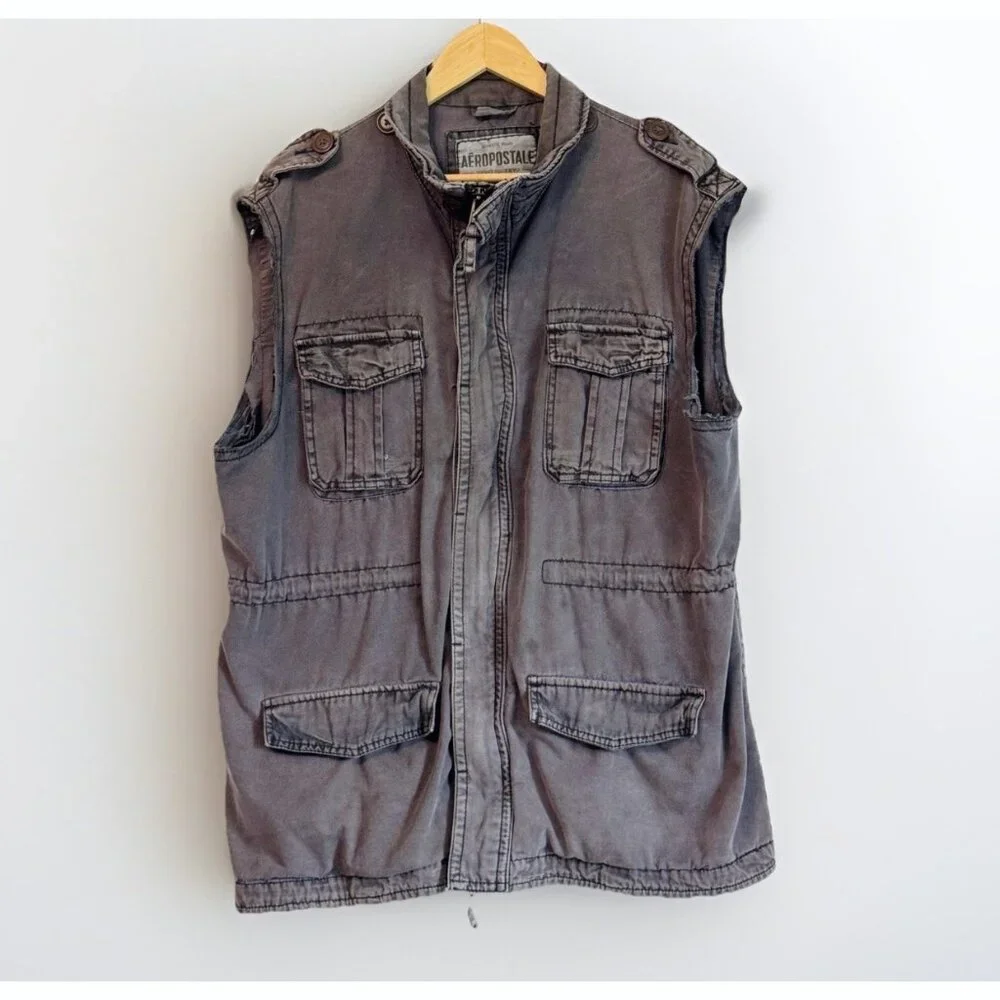 Aeropostale Men’s Upcycled 4 Pocket Utility Canvas Jacket Sz Large Urban Skate